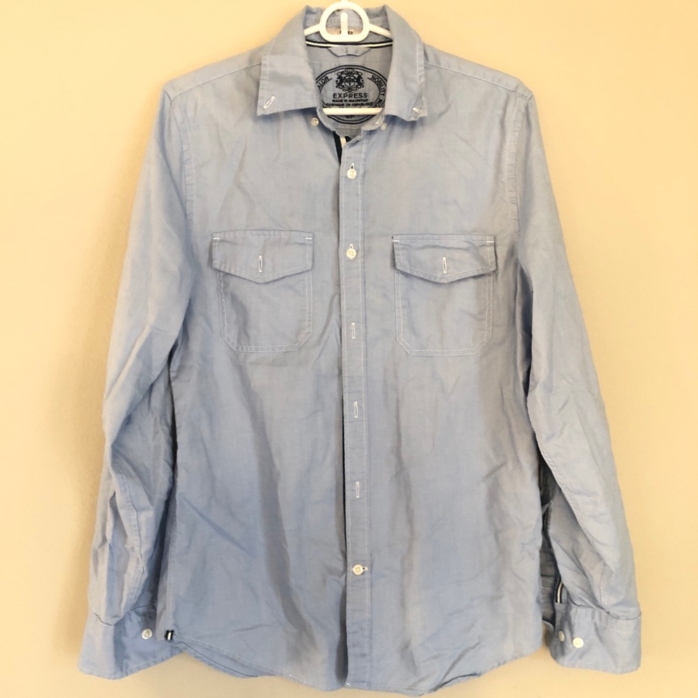 Express Light Blue Fitted dress shirt